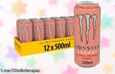 Pack de 12 latas Monster Energy Ultra Peachy Keen sin azúcar, ¡un super chollo que no puedes dejar pasar! Energía sabrosa a un precio increíble y limitado, siente el subidón hoy mismo.