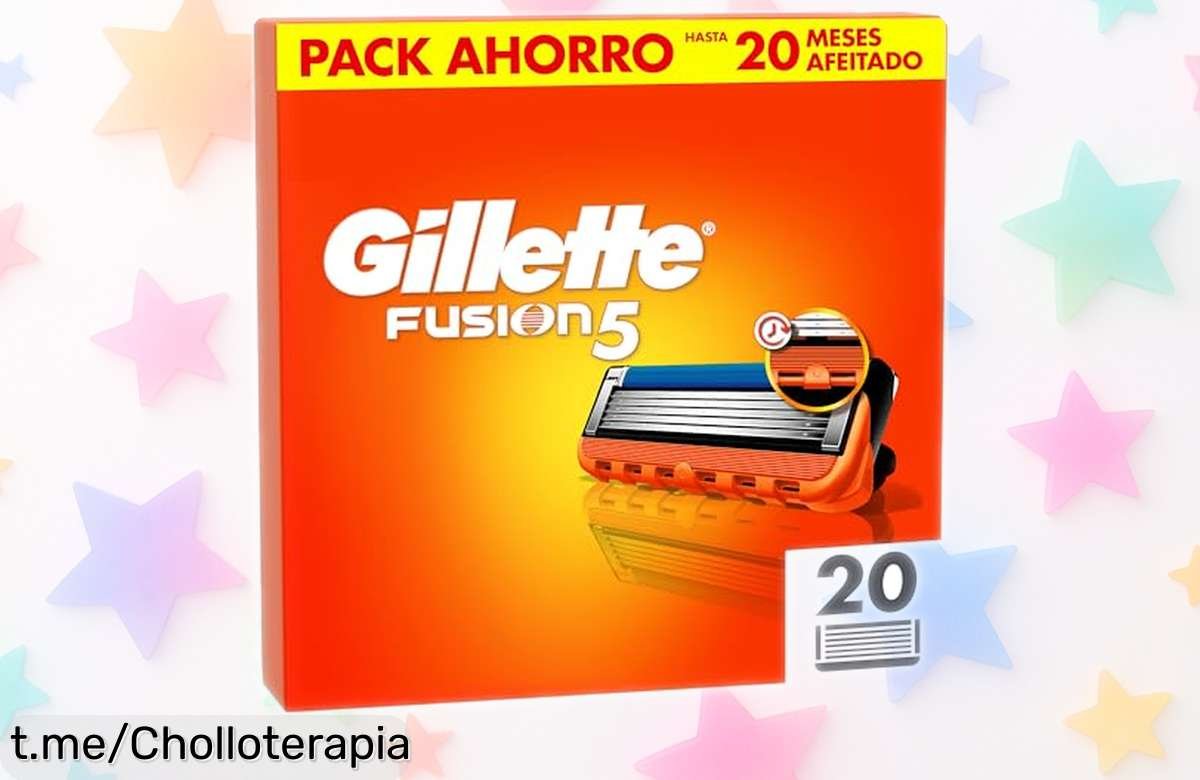 Pack de 20 recambios Gillette Fusion5 con descuento brutal para un afeitado suave y perfecto; ¡date prisa, esta oferta no se repite!