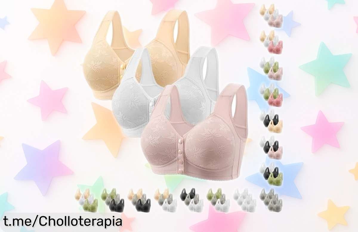 Pack de 3 sujetadores sin aros Push Up de algodón, el super chollo en tallas grandes que estabas esperando. No dejes pasar esta oferta antes que se agoten y siente la diferencia hoy mismo.