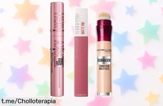 Pack maquillaje Maybelline superstay con pintalabios malva lover, máscara high lash y borrador light a precio loco. ¡Dale vida a tu mirada y labios antes que se agoten!
