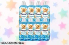 Pack súper chollo de 8 suavizantes Mimosín Azul Vital fresh con extra fragancia: cae en un precio brutal y dale a tu ropa el cariño que se merece antes de que se acabe esta oferta.