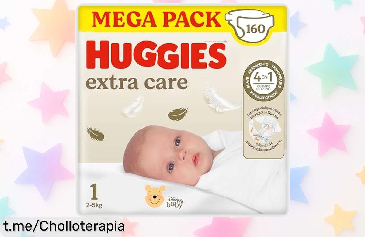 Pañales Huggies Extra Care Disney para recién nacidos: ¡160 unidades de súper absorbencia a un precio rebajado que no puedes dejar escapar! Cuida su piel y siente la tranquilidad hoy mismo.