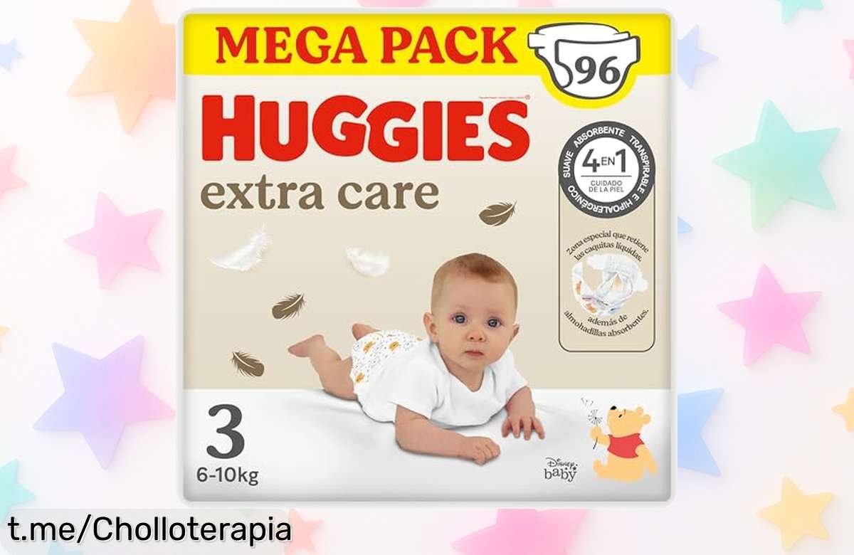 Pañales Huggies Extra Care con diseños Disney para una piel protegida: ¡aprovecha esta oferta brutal de 96 unidades y cuida a tu bebé antes que se acabe!