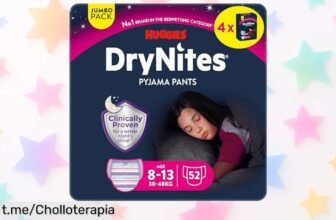 Pañales de noche Huggies DryNites para niña: oferta increíble con 5 capas protectoras que aseguran noches secas y dulces sueños. ¡No dejes pasar este chollo!