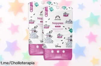 Pañales ultrasecos Mama Bear Disney talla 5+ con diseño divertido, ¡rebajados para que tu peque esté seco y feliz hasta 12 horas! No te quedes sin este super chollo.