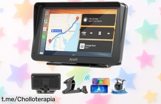 Pantalla portátil Alxum Carplay de 7” con cámara y control por voz a precio rebajado: mejora tu conducción y aparca sin complicaciones, ¡no te quedes sin la tuya!