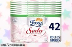 Papel higiénico FOXY seda, pack enorme de 42 rollos súper suave en oferta brutal: cuida tu piel mientras ahorras, ¡aprovecha esta ganga única antes de que se acabe!