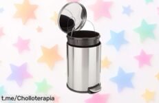 Papelera metálica redonda con tapa silenciosa que elimina el ruido, súper resistente y ahora a precio rebajado ¡No dejes pasar este chollo y dale estilo a tu hogar ya!