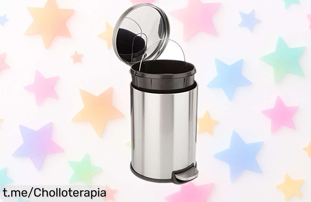 Papelera metálica redonda con tapa silenciosa que elimina el ruido, súper resistente y ahora a precio rebajado ¡No dejes pasar este chollo y dale estilo a tu hogar ya!