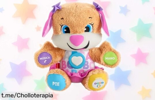 Peluche interactivo Fisher Price para aprender jugando: ¡más de 75 canciones y luces, precio rebajado por tiempo limitado! No dejes pasar este super chollo que hará feliz a tu bebé.