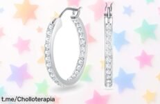 Pendientes de aro blancos Swarovski con baño de rodio a precio rebajado, ¡hazte brillar y enamorarte en cada evento! No te quedes sin ellos, solo por tiempo limitado.