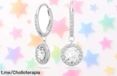 Pendientes redondos Swarovski brillantes con baño de rodio a precio rebajado ¡Luce espectacular y elegante sin complicaciones, pero apúrate que se agotan pronto!