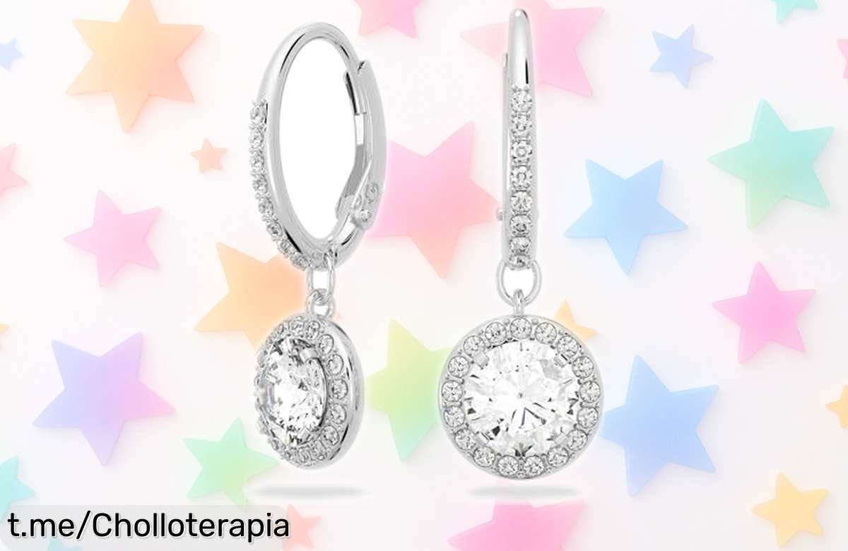 Pendientes redondos Swarovski brillantes con baño de rodio a precio rebajado ¡Luce espectacular y elegante sin complicaciones, pero apúrate que se agotan pronto!