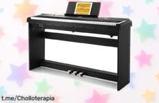 Piano eléctrico 88 teclas contrapesadas Donner a precio rebajado, más de 200 tonos para despertar tu inspiración ¡No te pierdas este super chollo y comienza a tocar ya!