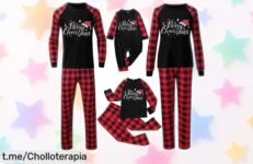 Pijama de Navidad EQWIGKEIT con estampado tartán y manga larga a precio loco, ¡aprovecha este super chollo y haz tus fiestas inolvidables en familia!