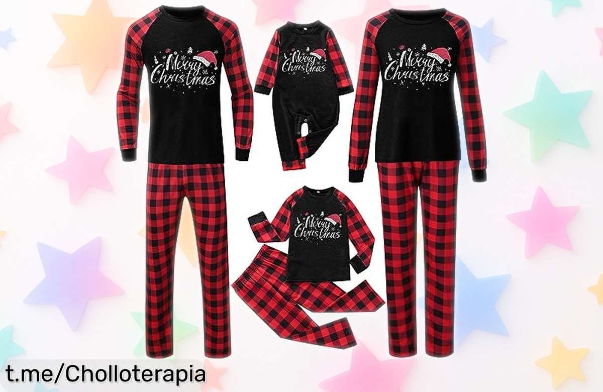Pijama de Navidad EQWIGKEIT con estampado tartán y manga larga a precio loco, ¡aprovecha este super chollo y haz tus fiestas inolvidables en familia!