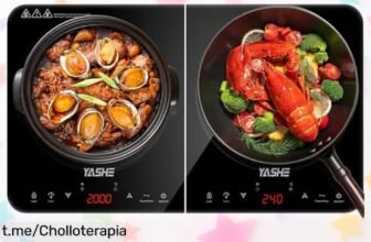 Placa de inducción doble YASHE: ¡cocina al mismo tiempo, fácil de limpiar y con bloqueo de seguridad! Super chollo rebajado, dale vida a tu cocina antes que se agote.