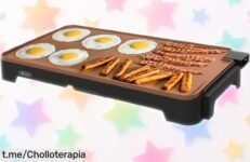 Plancha eléctrica de titanio Bella XL para 15 huevos, cocina un 30% más rápido y aprovecha el precio rebajado: ¡Dale un toque delicioso a tus desayunos hoy!