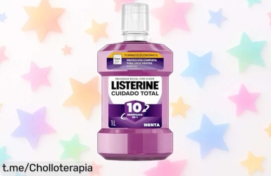 Potente enjuague bucal Listerine Cuidado Total 1L, protección de 12 h y 6 beneficios en 1 a precio rebajado que no puedes dejar escapar. ¡Atrévete a sonreír más seguro hoy mismo!