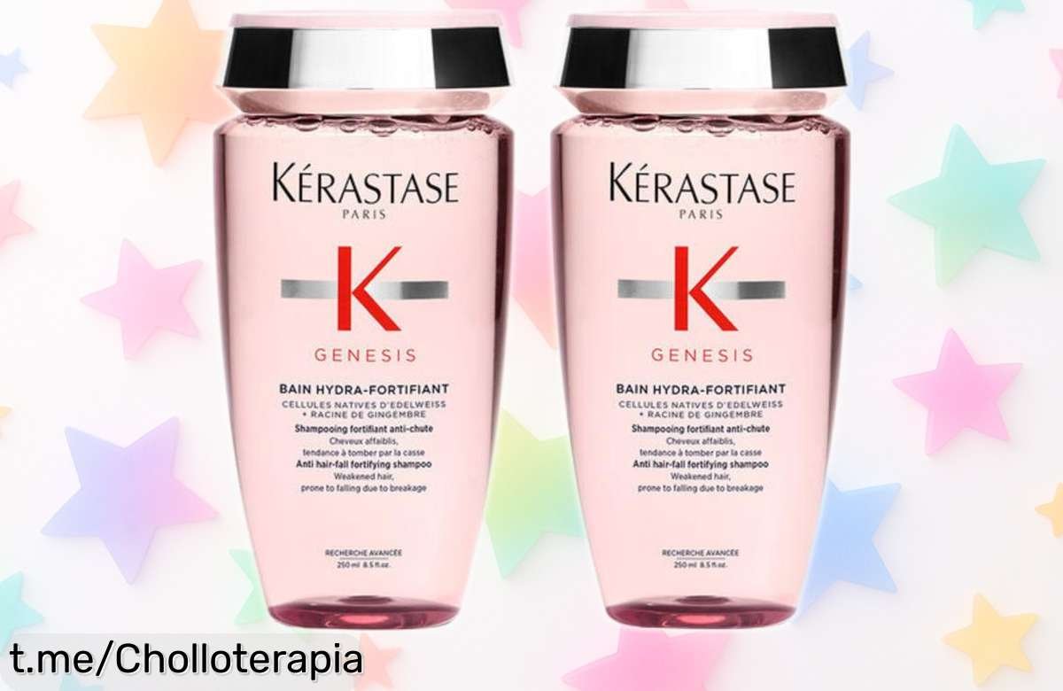 Potente pack x2 de champú Kérastase Genesis para combatir la caída del cabello a precio loco y rebajado. Fortalece tu melena con confianza antes de que se acabe este super chollo.