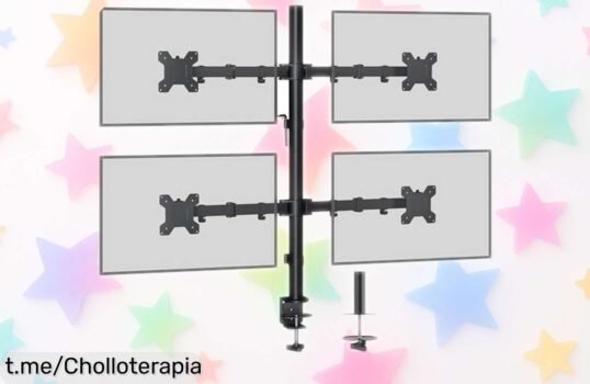 Potente soporte para 4 monitores BONTEC, tu oportunidad de organizar el escritorio con facilidad. ¡No te pierdas este super chollo que se va volando!