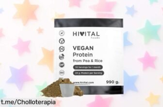 Proteína vegana de chocolate Hivital, aislado de guisante y arroz integral: ¡chollazo rebajado para cuidar tu cuerpo todo el mes! No te lo pierdas, es tiempo de darle lo mejor.