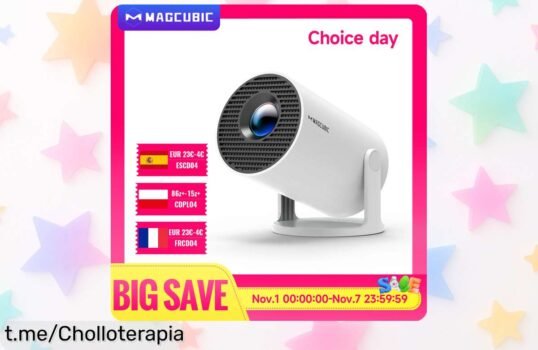 Proyector portátil Magcubic HY300 Pro, imagen 4K y sonido Bluetooth a un precio rebajado que no durará; ¡no te quedes sin tus noches de cine mágico!