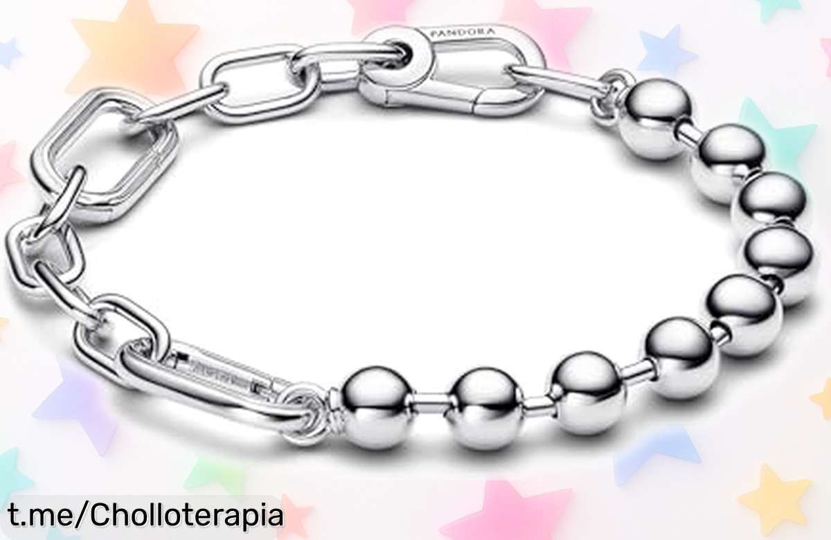 Pulsera de plata de ley Pandora con cuentas y eslabones a un precio rebajado que te hará brillar; ¡no esperes más, sorprende a alguien especial antes que se agote!