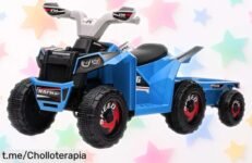 Quad eléctrico HOMCOM 6V para niños con remolque y ruedas resistentes, ahora a precio loco; ideal para aventuras seguras ¡Aprovecha este super chollo antes de que desaparezca!