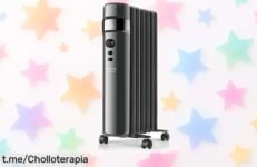 Radiador de aceite potente con 3 niveles y temporizador programable, ¡súper chollo a precio rebajado que no durará! Asegura ese calorcito en casa antes de que se agote.