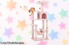 Rascador para gatos Feandrea de 143 cm con cueva y hamaca al mejor precio: ¡no dejes escapar este súper chollo que hará a tus felinos saltar de alegría! ¡Compra ya antes de que se agote!