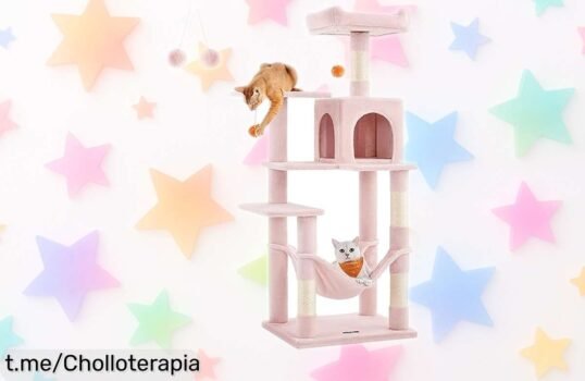 Rascador para gatos Feandrea de 143 cm con cueva y hamaca al mejor precio: ¡no dejes escapar este súper chollo que hará a tus felinos saltar de alegría! ¡Compra ya antes de que se agote!