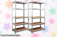 Renueva tu espacio con el pack de 2 estanterías metálicas DASCK de 5 baldas, ¡súper chollo y descuento brutal que no querrás perderte!