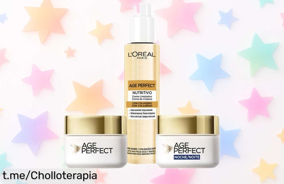 Rutina anti-flacidez Age Perfect de L’Oréal con micro-colágeno y limpiador, ¡ofertón rebajado que se escurre rápido! Devuélvele a tu piel la firmeza que merece.