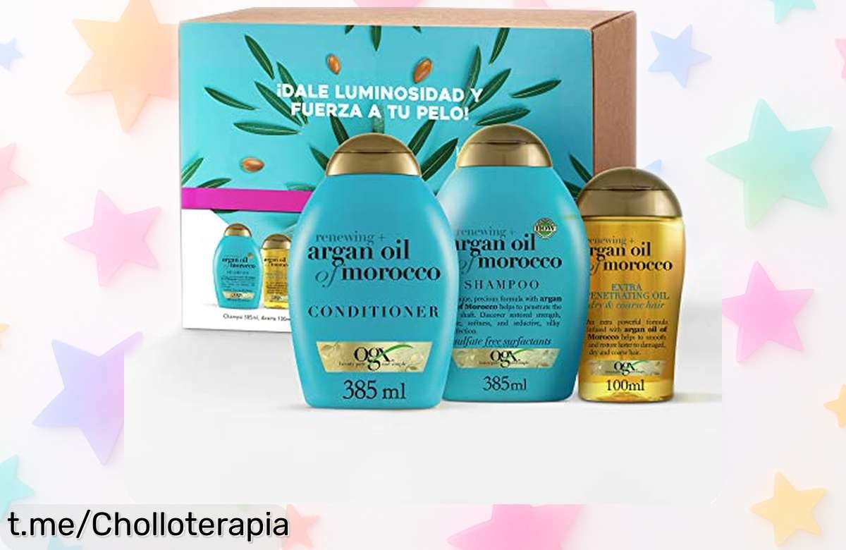 Set de champú, acondicionador y aceite OGX Renewing Argan Oil a precio rebajado: ¡Dale a tu cabello la reparación que merece en este super chollo antes de que se agote!