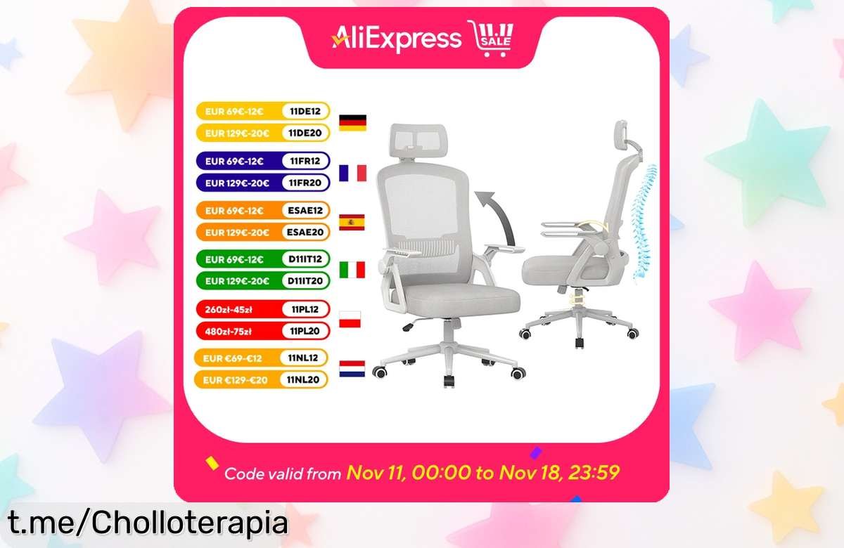Silla ergonómica de oficina con soporte lumbar y reposacabezas, ofertón limitado que te hará sentir el alivio al trabajar como nunca antes. ¡No dejes pasar este super chollo!