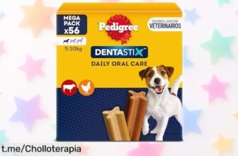 Snack dental Pedigree Dentastix para perros pequeños, ¡rebajado y con 56 unidades! Cuida sus dientes y regálale besos frescos con este super chollo que no puedes dejar escapar.