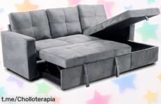 Sofá cama chaise longue de 215 cm en precio loco, ¡afírmate con estilo y espacio a un chollo que se va volando!