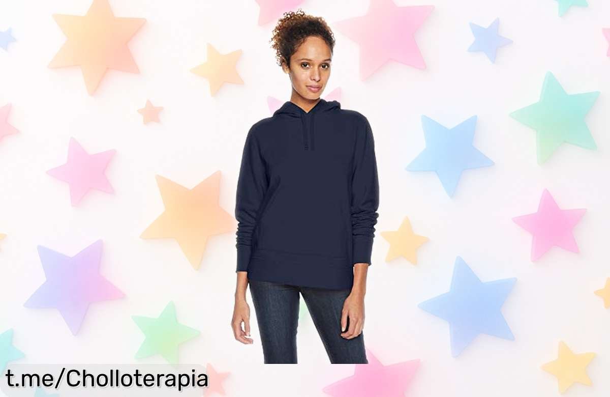 Sudadera con capucha Amazon Essentials para mujer en azul marino, descuentazo increíble y diseño que sienta genial. ¡No dejes escapar este super chollo antes de que se agote!