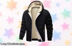 Sudadera con cremallera y forro polar térmico para hombre, ideal para el invierno. ¡Descuento brutal que no te puedes perder! Lleva estilo y calor a un precio de locura.