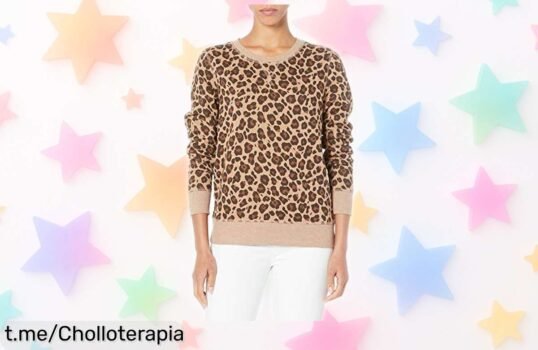 Sudadera con estampado leopardo Amazon Essentials, ¡rebajada y en pocas unidades! Dale a tu armario el toque único que necesitas para sentirte genial cada día.