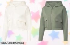 Sudadera de canalé para mujer, diseño moderno y cortito: ¡super chollo rebajado que no puedes dejar escapar! Elige estilo y frescura antes de que vuelen.