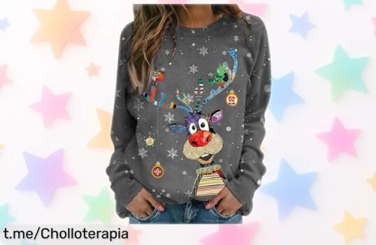 Sudadera de invierno para mujer con estampado gracioso de reno: ¡super chollo a precio loco! No te la pierdas y diviértete estas fiestas.