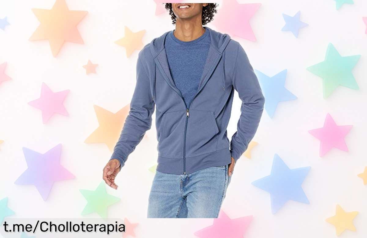 Sudadera ligera Amazon Essentials con cremallera completa y capucha, ahora a precio loco: ¡super chollo para lucir genial sin esfuerzo! ¡No te quedes sin la tuya, corre que vuelan!