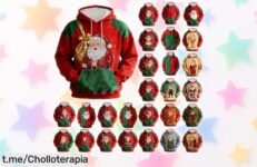 Sudadera navideña con capucha para hombre: descuento brutal y estilo festivo que no te querrás perder. ¡Aprovecha este super chollo antes de que se agoten!
