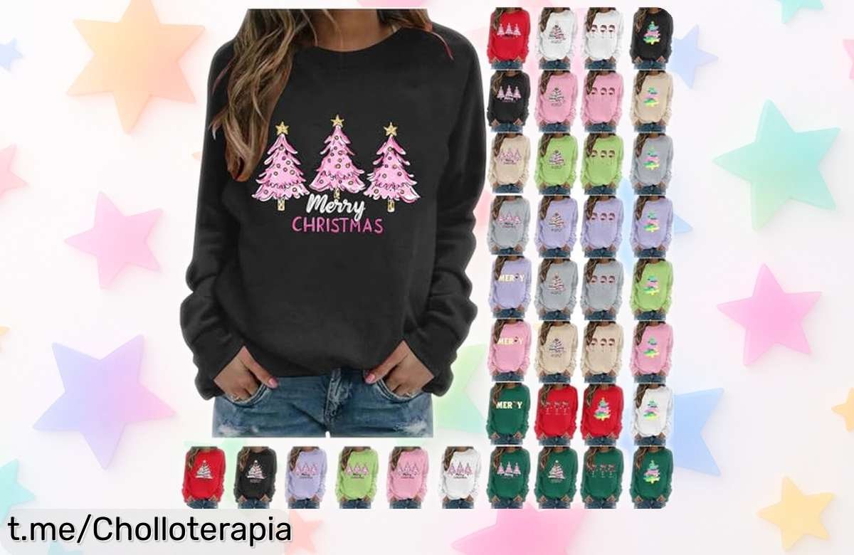 Sudadera navideña con estampado árbol de Navidad: chollo increíble en estas fiestas, ¡brilla en cada encuentro y aprovecha el descuento brutal antes que se agoten!