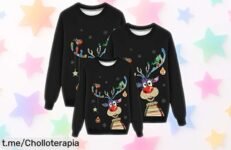 Sudadera navideña familiar Fulidngzg con interior afelpado, súper chollo a precio rebajado ¡Haz que estas fiestas sean inolvidables para todos!