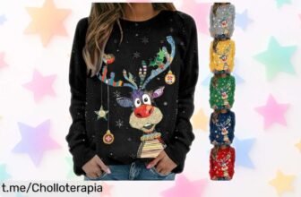 Suéter navideño de reno para mujer en estampado único a precio loco; triunfa estas fiestas y aprovecha el descuentazo antes que se agote, ¡date prisa que vuelan!