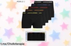 Súper pack de 5 boxers Jack & Jones con cintura elástica a precio loco, no te quedes sin ellos y disfruta la calidad que mereces sin romper tu hucha. ¡Compra ya!