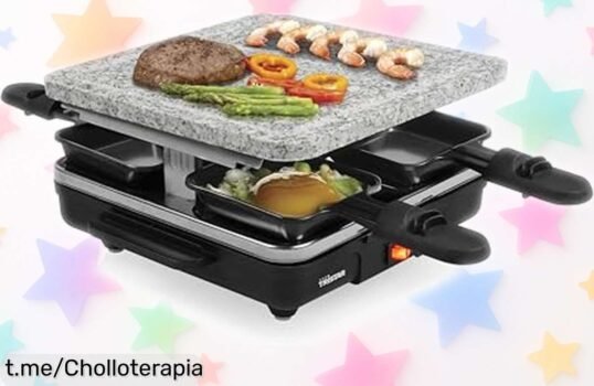 Súper rebajada parrilla raclette con piedra grill Tristar: el ofertón perfecto para cenas inolvidables con amigos, ¡disfruta y sorprende antes de que se agoten!